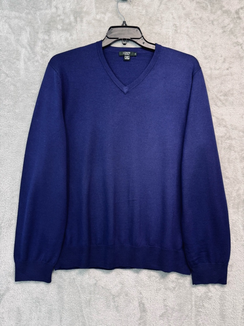J. Crew Mens V-Neck Sweater 100% Italian Merino Wool in Ultramarine Blue Size XL